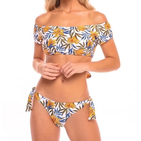 Cabana del Sol Floral Tie Off Shoulder Bikini Set Size Small - Picture 1 of 10